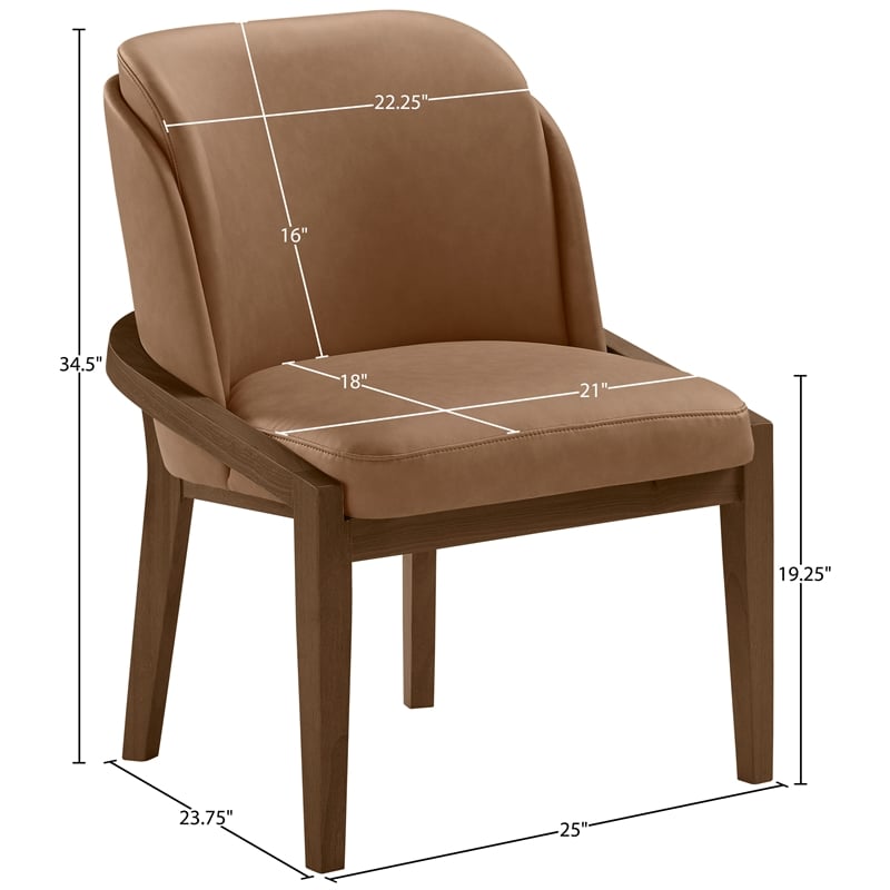 Bowery Hill Contemporary Brown Vegan Leather Upholstered Dining Chair