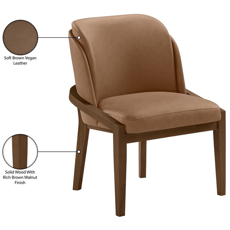 Bowery Hill Contemporary Brown Vegan Leather Upholstered Dining Chair