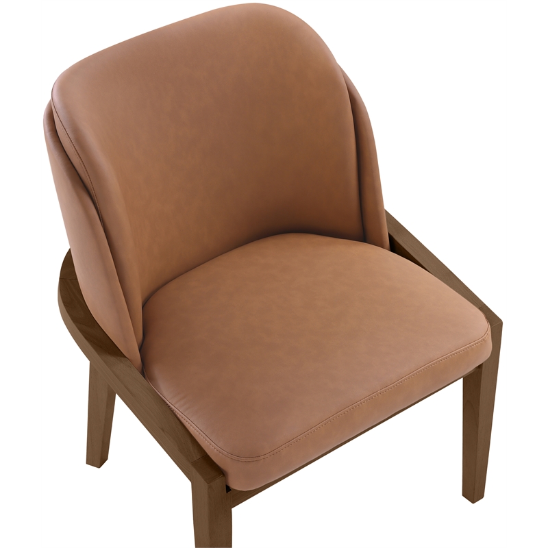 Bowery Hill Contemporary Cognac Vegan Leather Upholstered Dining Chair