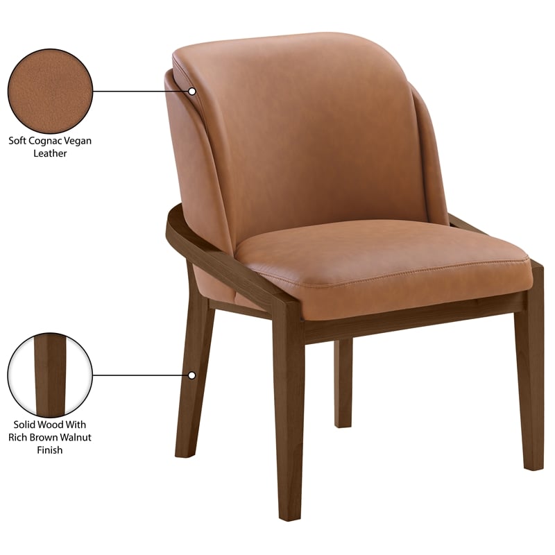Bowery Hill Contemporary Cognac Vegan Leather Upholstered Dining Chair