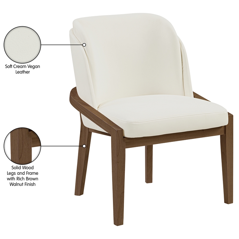 Bowery Hill Contemporary Cream Vegan Leather Upholstered Dining Chair