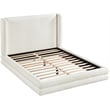 Bowery Hill Contemporary Cream Linen Textured Fabric Upholstered Full Bed