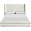 Bowery Hill Contemporary Cream Linen Textured Fabric Upholstered Queen Bed