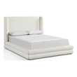 Bowery Hill Contemporary Cream Linen Textured Fabric Upholstered Queen Bed