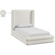 Bowery Hill Contemporary Cream Linen Textured Fabric Upholstered Twin Bed