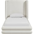 Bowery Hill Contemporary Cream Linen Textured Fabric Upholstered Twin Bed