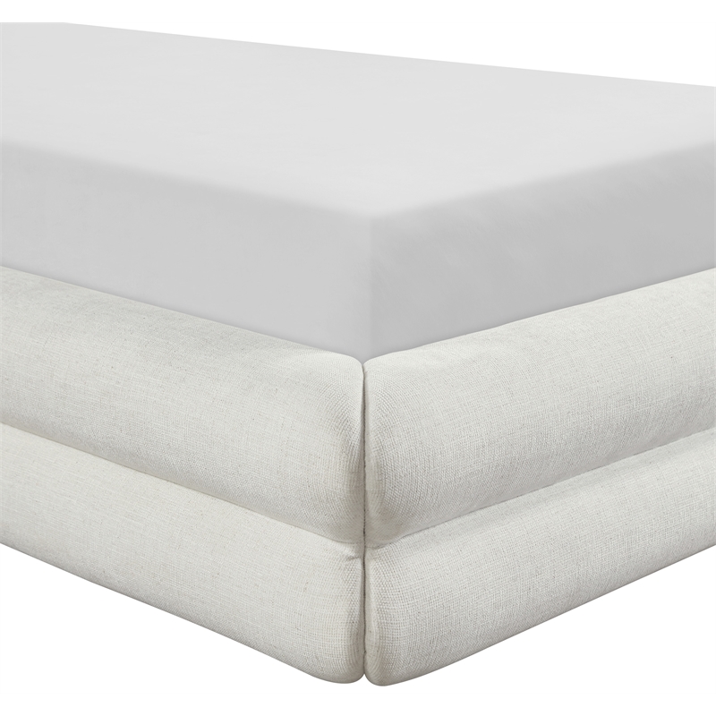 Bowery Hill Contemporary Cream Linen Textured Fabric Upholstered Twin Bed