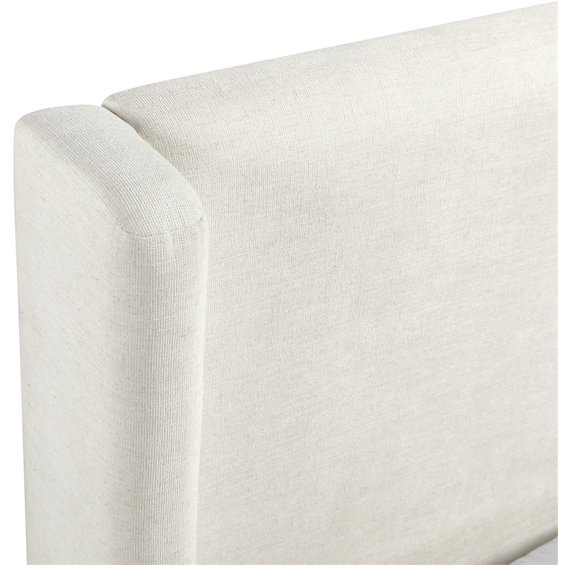 Bowery Hill Contemporary Cream Linen Textured Fabric Upholstered Twin Bed