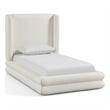 Bowery Hill Contemporary Cream Linen Textured Fabric Upholstered Twin Bed