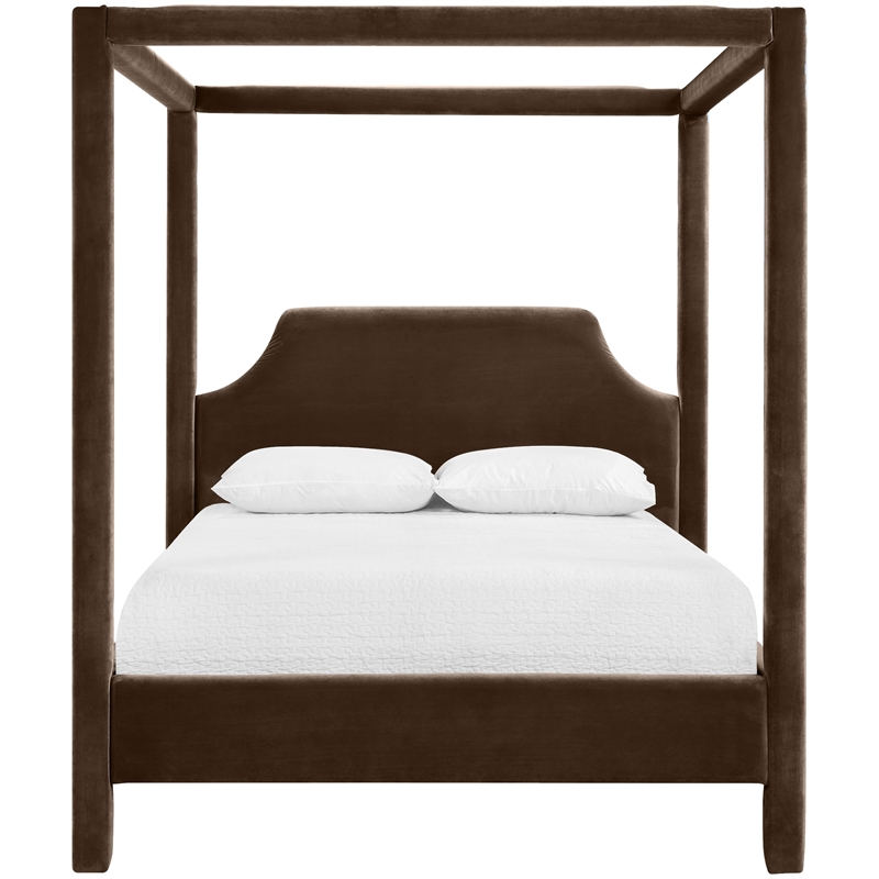 Bowery Hill Contemporary Brown Durable Velvet Upholstered Full Bed