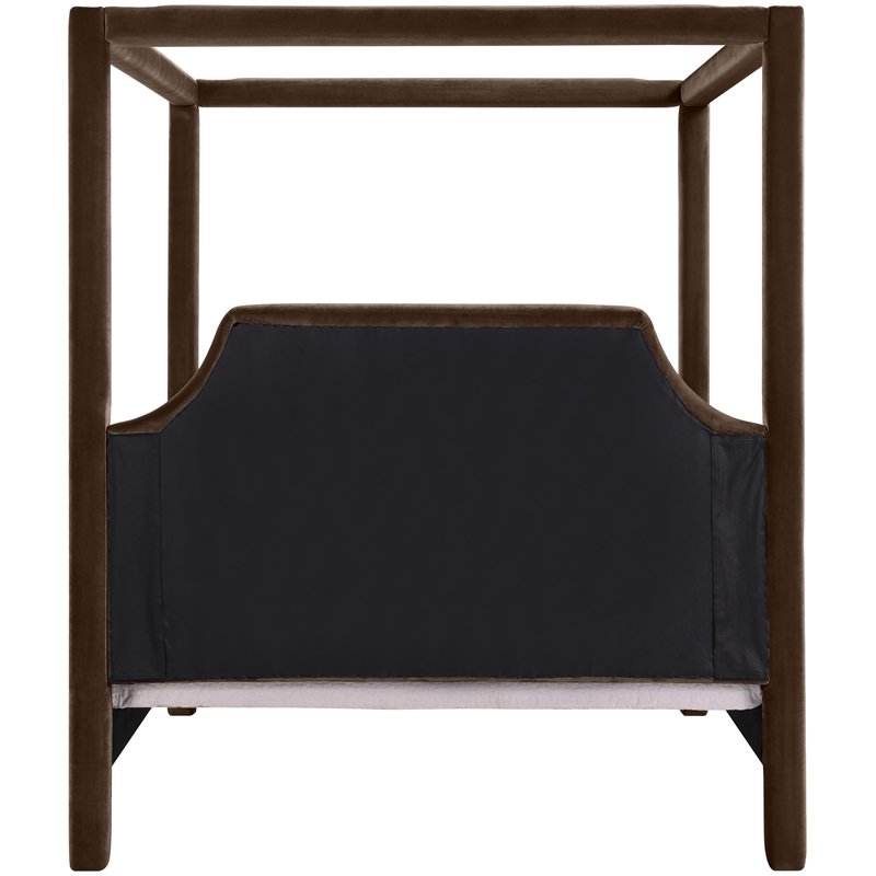 Bowery Hill Contemporary Brown Durable Velvet Upholstered Full Bed