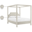 Bowery Hill Contemporary Cream Durable Velvet Upholstered Full Bed