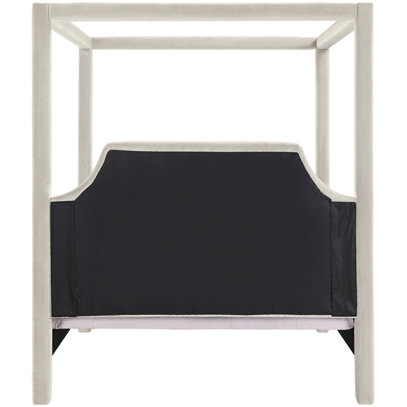 Bowery Hill Contemporary Cream Durable Velvet Upholstered Full Bed