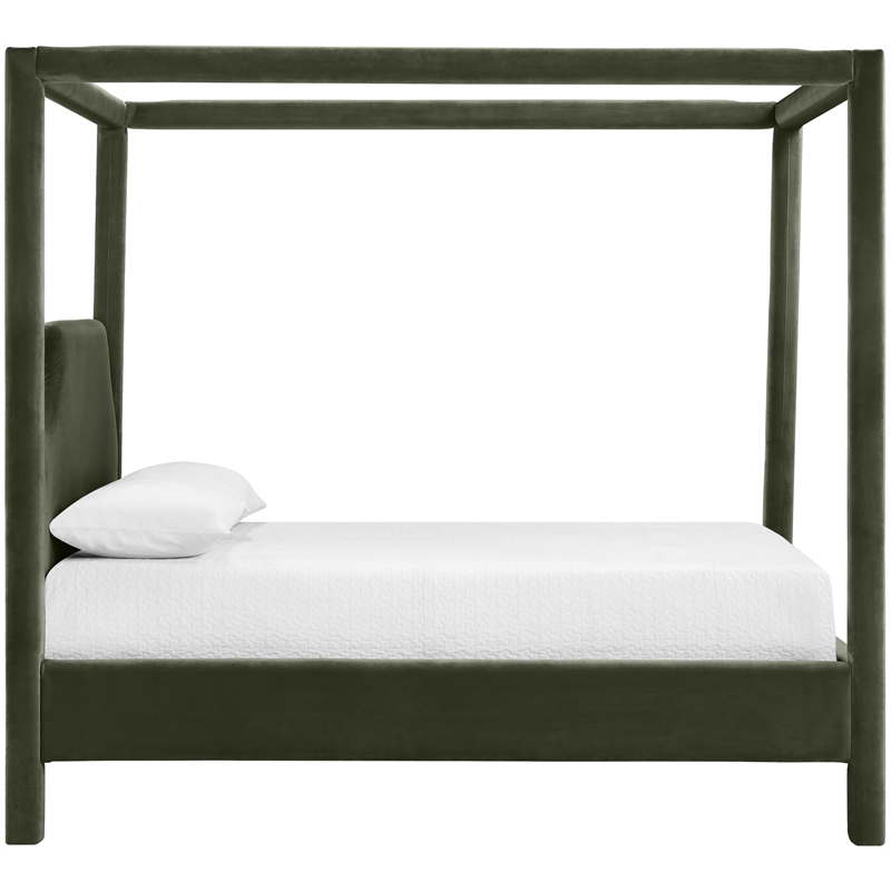 Bowery Hill Contemporary Green Durable Velvet Upholstered Full Bed