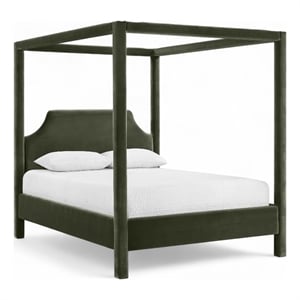 Bowery Hill Contemporary Green Durable Velvet Upholstered Full Bed