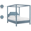 Bowery Hill Contemporary Light Blue Velvet Upholstered Full Bed