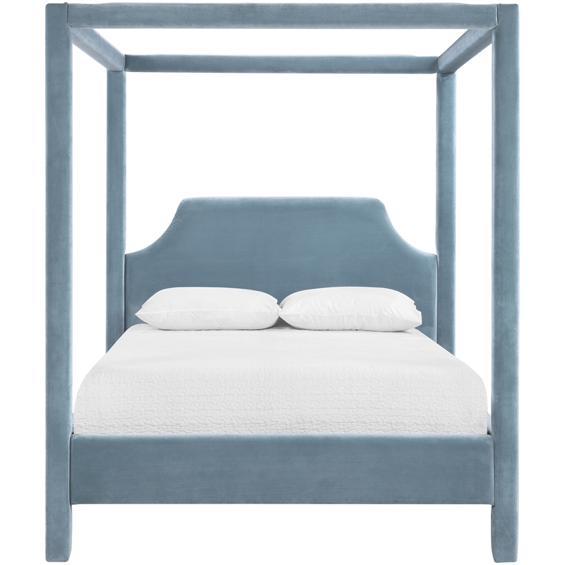 Bowery Hill Contemporary Light Blue Velvet Upholstered Full Bed