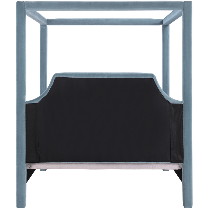 Bowery Hill Contemporary Light Blue Velvet Upholstered Full Bed