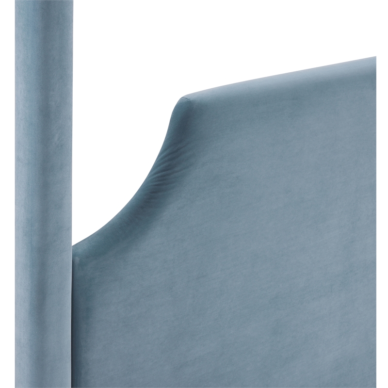 Bowery Hill Contemporary Light Blue Velvet Upholstered Full Bed