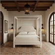 Bowery Hill Contemporary Cream Durable Velvet Upholstered Queen Bed