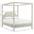 Bowery Hill Contemporary Cream Durable Velvet Upholstered Queen Bed