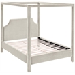 Bowery Hill Contemporary Cream Durable Velvet Upholstered Queen Bed