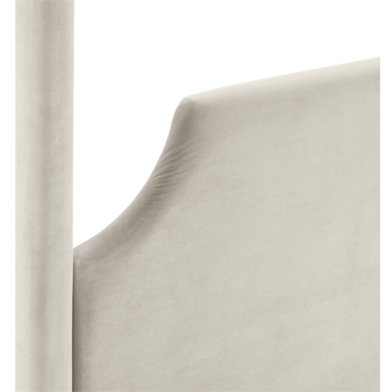 Bowery Hill Contemporary Cream Durable Velvet Upholstered Queen Bed