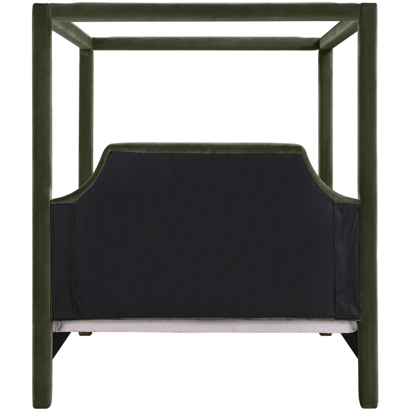Bowery Hill Contemporary Green Durable Velvet Upholstered Queen Bed