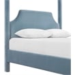Bowery Hill Contemporary Light Blue Velvet Upholstered Queen Bed