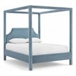 Bowery Hill Contemporary Light Blue Velvet Upholstered Queen Bed