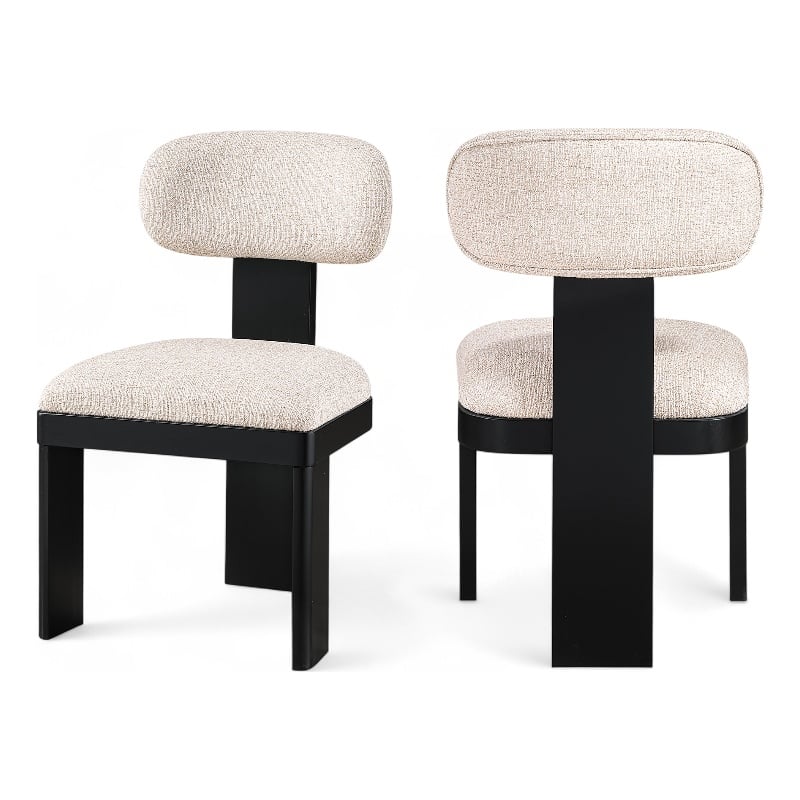 Bowery Hill Contemporary Black Linen Textured Fabric Dining Chair (Set of 2)