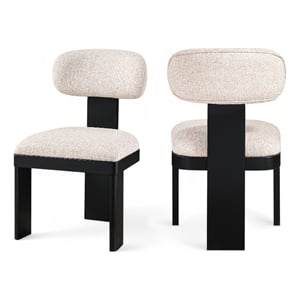 Bowery Hill Contemporary Black Linen Textured Fabric Dining Chair (Set of 2)