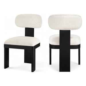 Bowery Hill Contemporary Black Linen Textured Fabric Dining Chair (Set of 2)