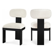 Bowery Hill Contemporary Black Linen Textured Fabric Dining Chair (Set of 2)