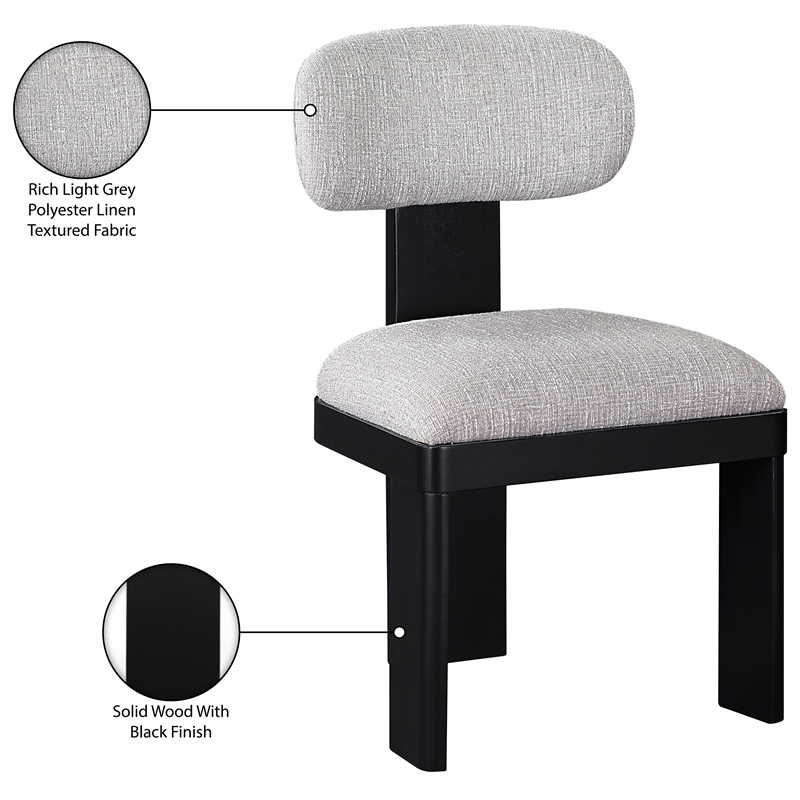 Bowery Hill Contemporary Black Linen Textured Fabric Dining Chair (Set of 2)