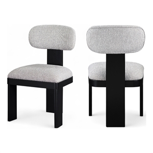 Bowery Hill Contemporary Black Linen Textured Fabric Dining Chair (Set of 2)