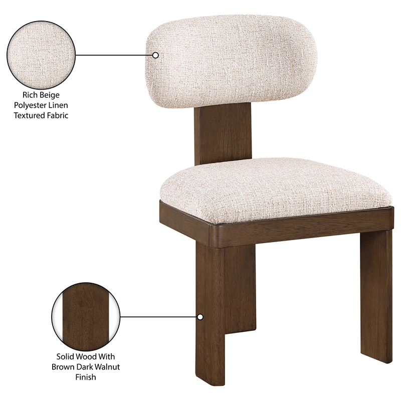 Bowery Hill Contemporary Brown Linen Textured Fabric Dining Chair (Set of 2)