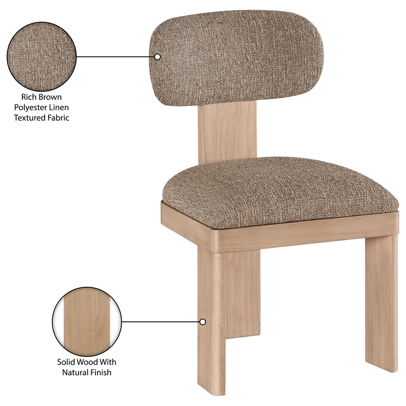 Bowery Hill Contemporary Natural Linen Textured Fabric Dining Chair (Set of 2)