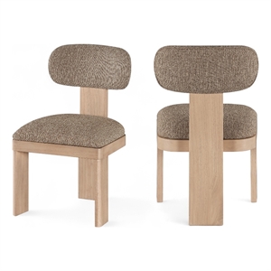 Bowery Hill Contemporary Natural Linen Textured Fabric Dining Chair (Set of 2)