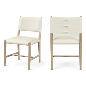 Bowery Hill Contemporary Cream Vegan Leather Dining Chair (Set of 2)