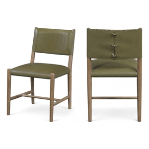 Bowery Hill Contemporary Olive Vegan Leather Dining Chair (Set of 2)