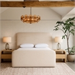 Bowery Hill Contemporary Beige Linen Textured Fabric King Bed