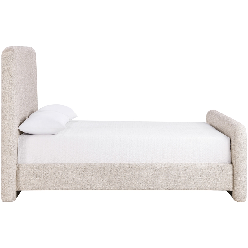 Bowery Hill Contemporary Beige Linen Textured Fabric King Bed