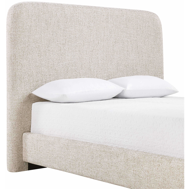 Bowery Hill Contemporary Beige Linen Textured Fabric King Bed