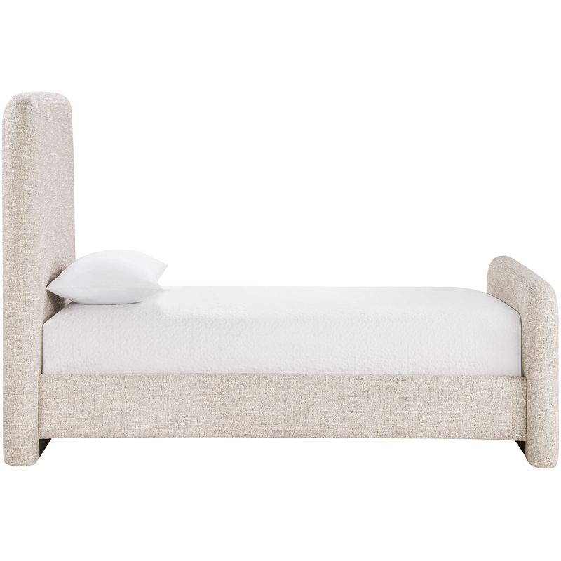 Bowery Hill Contemporary Beige Linen Textured Fabric Twin Bed