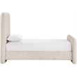 Bowery Hill Contemporary Beige Linen Textured Fabric Twin Bed