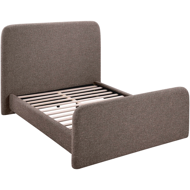 Bowery Hill Contemporary Brown Linen Textured Fabric King Bed