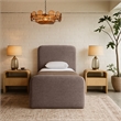 Bowery Hill Contemporary Brown Linen Textured Fabric Twin Bed