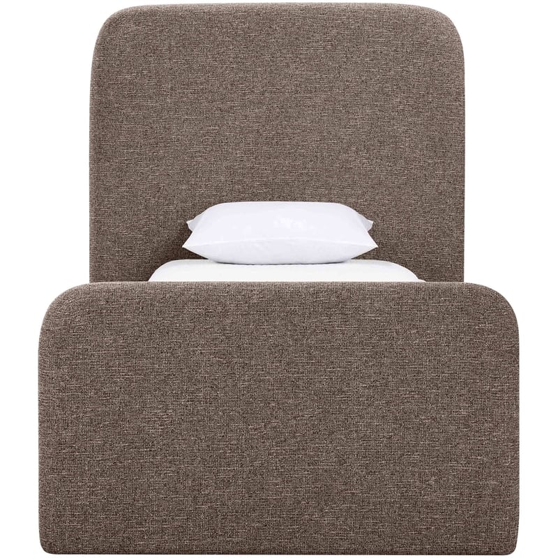 Bowery Hill Contemporary Brown Linen Textured Fabric Twin Bed