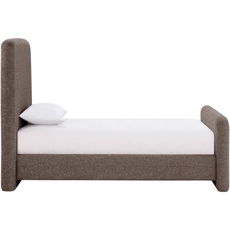 Bowery Hill Contemporary Brown Linen Textured Fabric Twin Bed